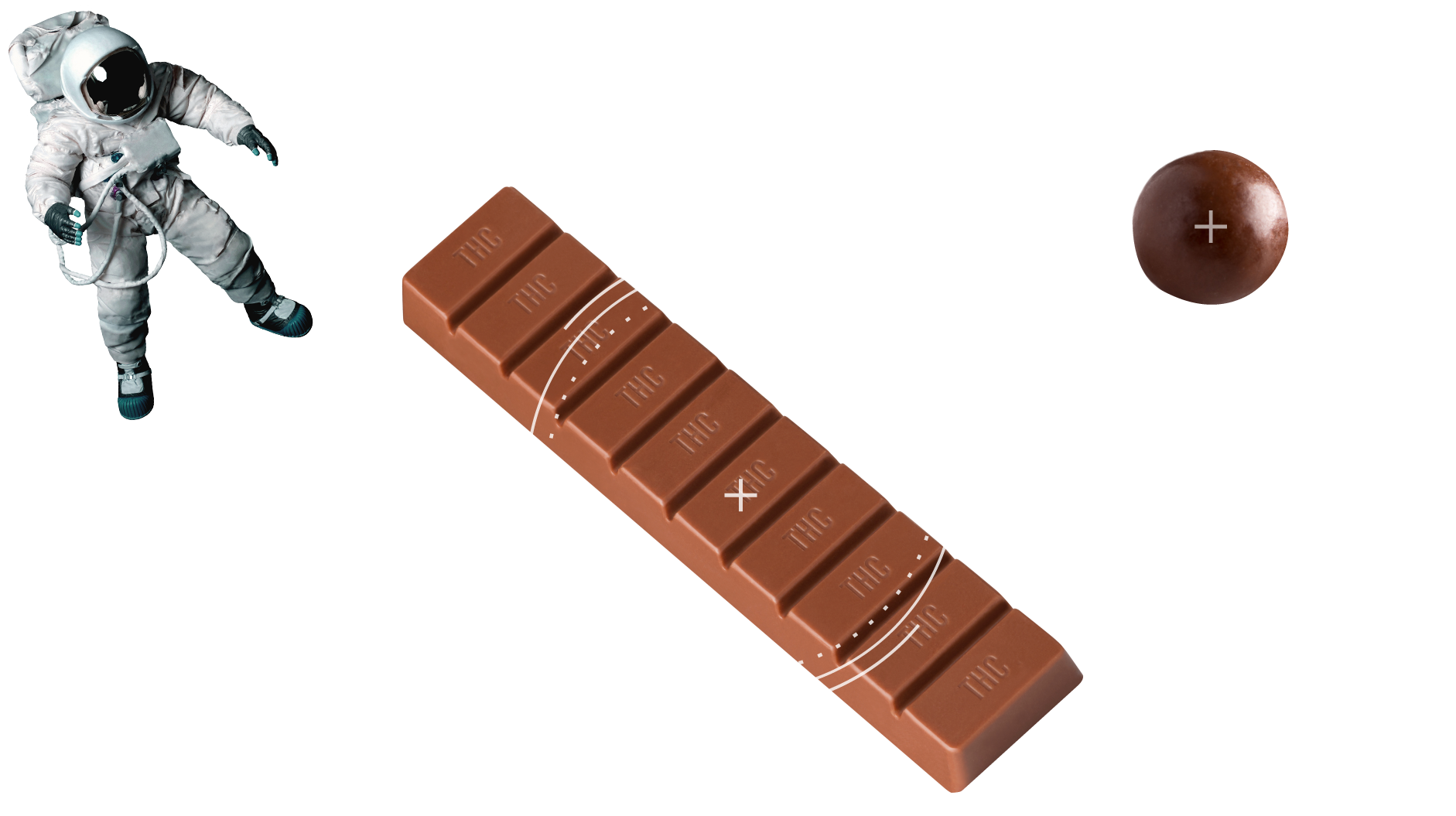 astronaut and chocolate bar
